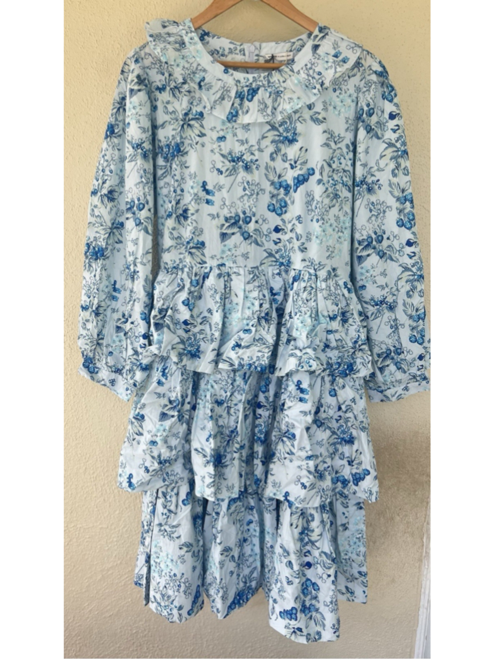 BATSHEVA X LAURA ASHLEY Welsh Tiered Floral Print Cotton Poplin Dress Size 18 - Picture 4 of 10